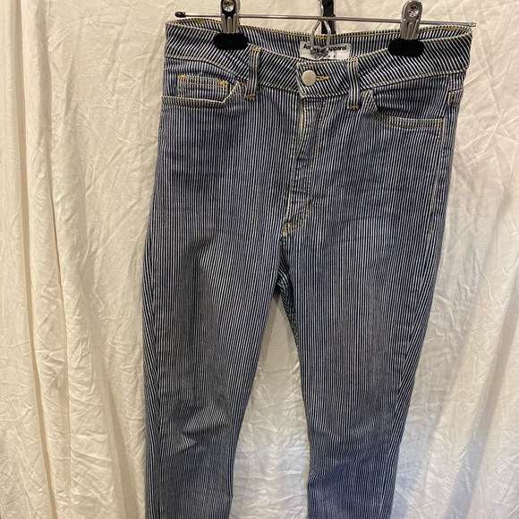 American Apparel blue&white striped high waist skinny jeans - Picture 1 of 5